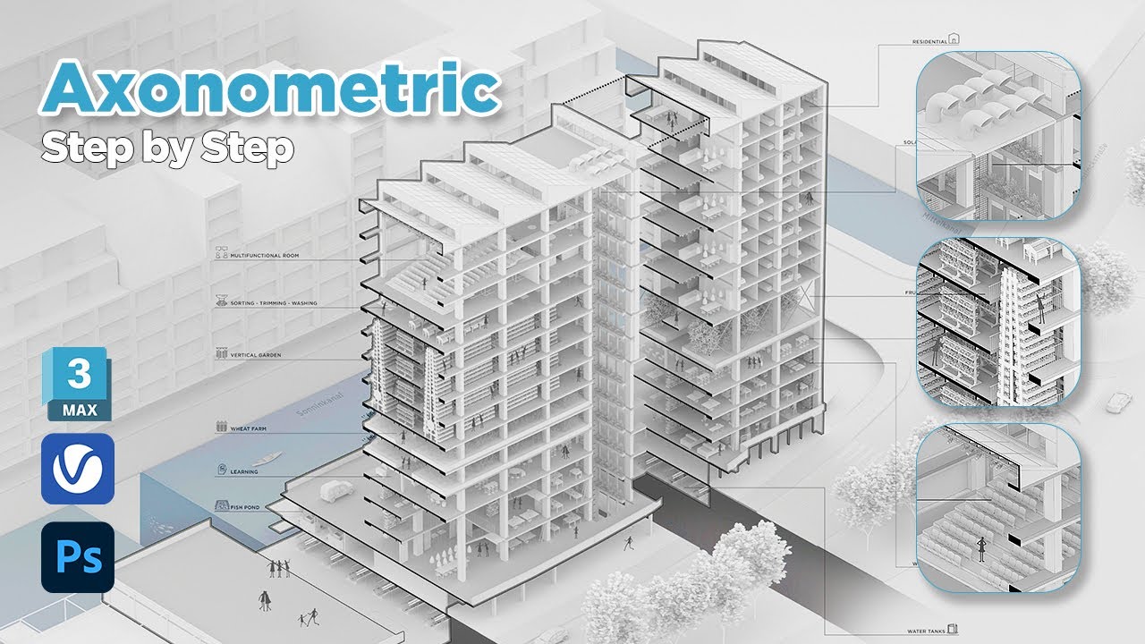 Mastering Axonometric Picto 🎨 |  A Comprehensive Guide using 3ds Max, V-Ray, and Photoshop 🖌️