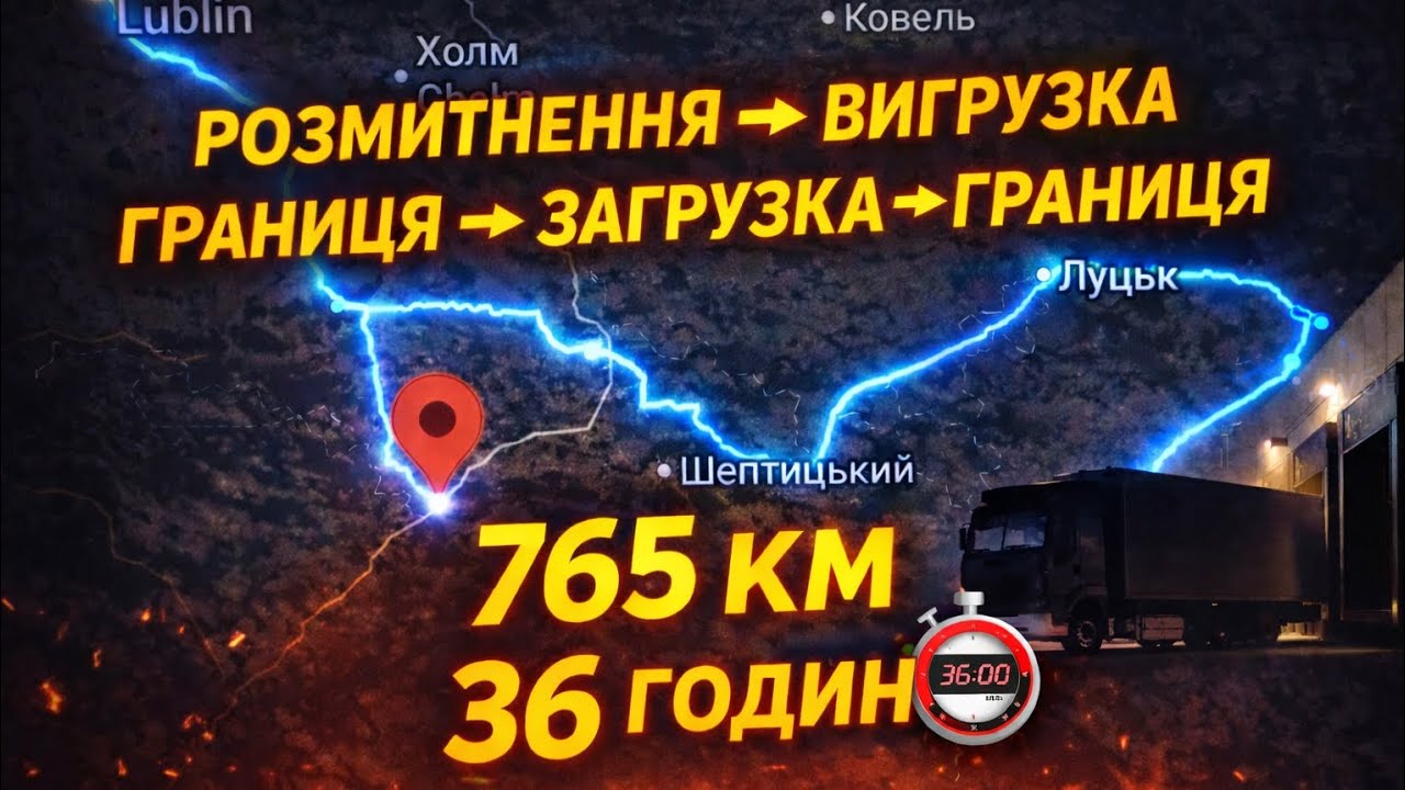 Рейс без пауз: 765 км / 36 год .Митниця - швидка вигрузка і знову в трасу.