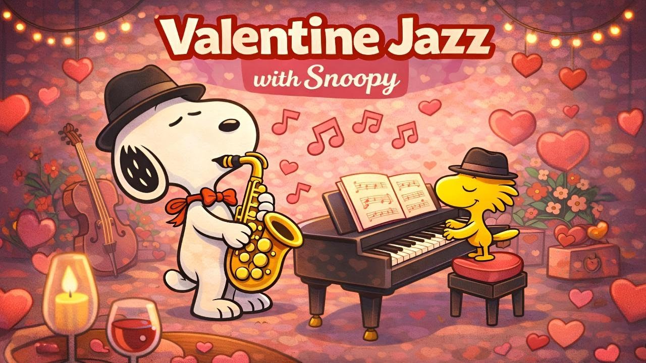Valentine Night Jazz with Snoopy 🎷💖🎹 Romantic Cozy Music for Love, Relaxing Candlelight Mood