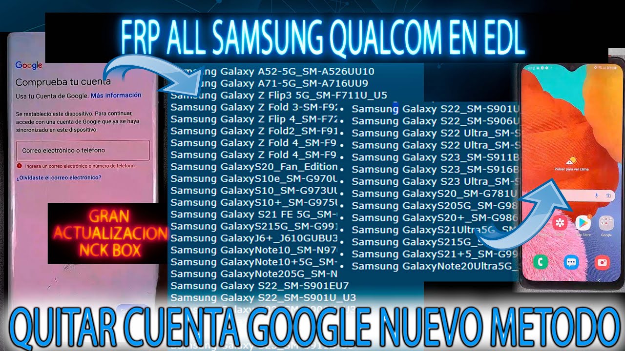 FRP SAMSUNG NUEVO METODO EDL NO ADB QUITAR CUENT GOOGLE A51A71 ZFLI ZFOLD S10S20S21S22S23 NOTE 10 20