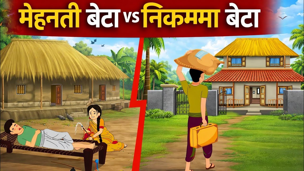 एक निकम्मा तो दूसरा मेहनती बेटा बाप कि सम्पत्ति और बेटो का बटवारा Kahani Cartoon Moral Story,🥺🥺