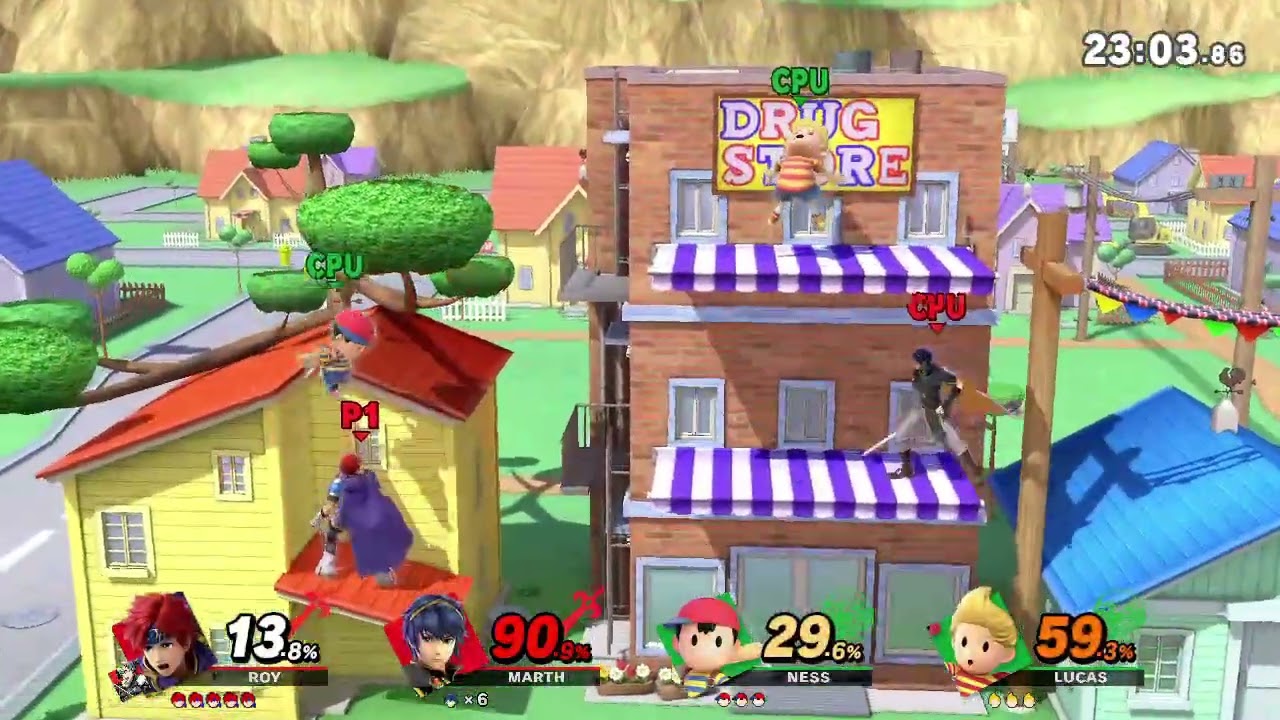 SSBU:Red Team VS Green Team - Onett Match 1