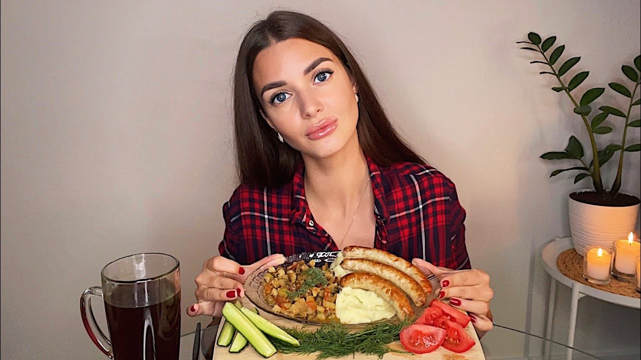 ВСТРЕЧА С БЫВШИМ🙈 ДЕЛАЮ ВИЗУ ✈️ МУКБАНГ сосиски пюре овощи MUKBANG sausage potato vegetables