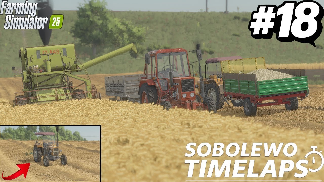 kończymy żniwa jęczmionki🤩cały silos zasypany😱zgrabianie słomy w pokosy🔥"sobolewo timelaps"#18💪FS25🎥