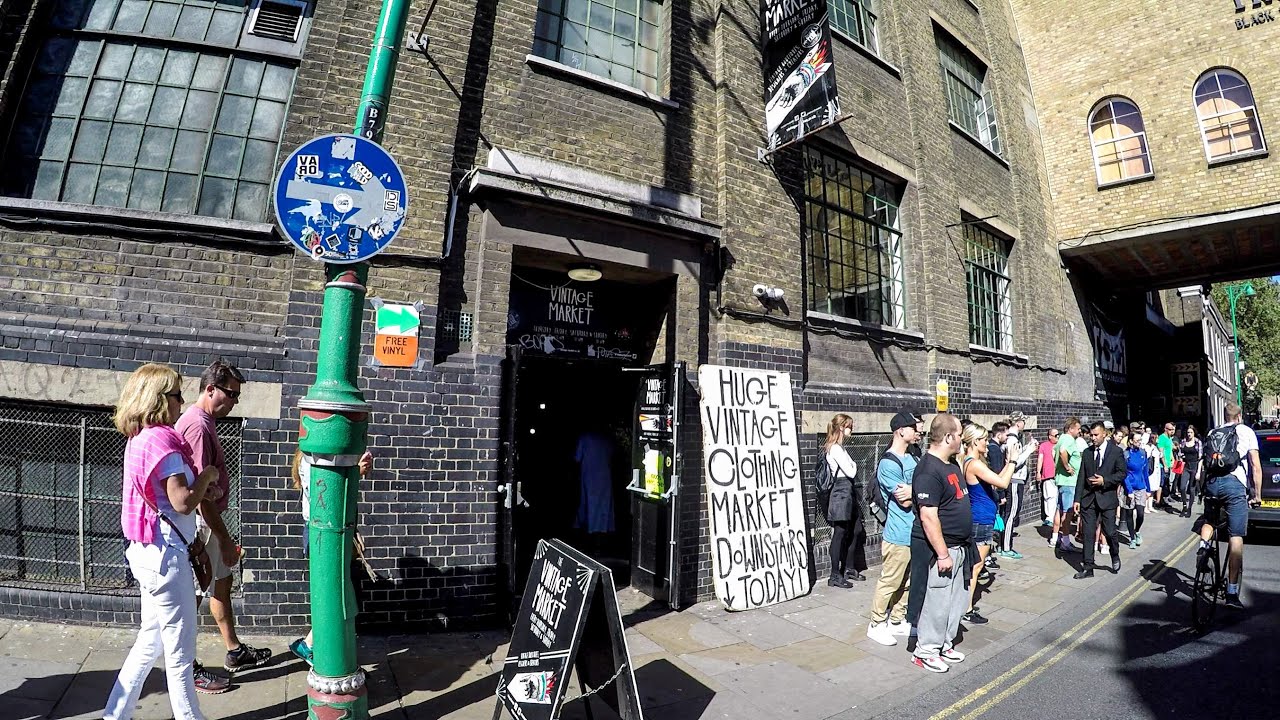 London Travel. A Walk Through the Vintage Clothes and Vinyl Record Store in Brick lane