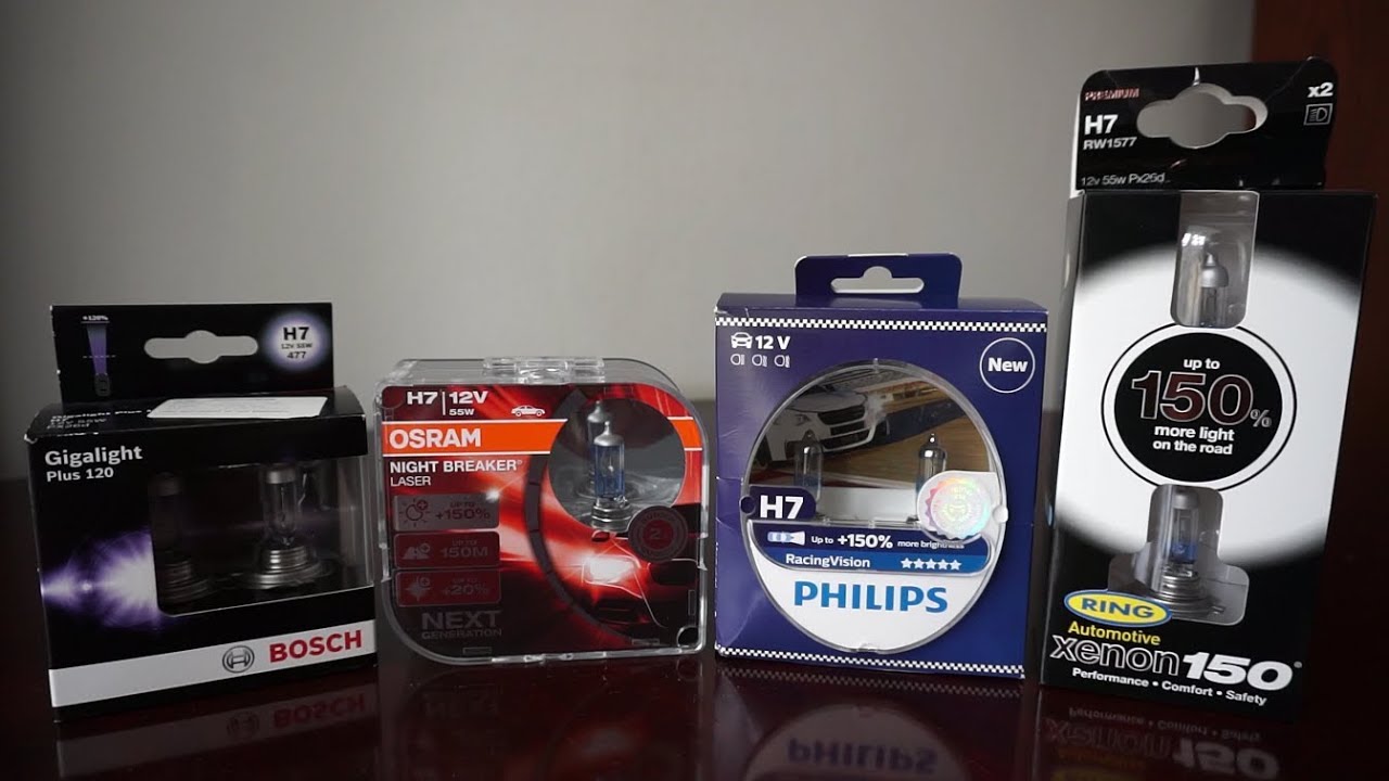 BOSCH Gigalight Plus 120, OSRAM Nightbreaker LASER NEXT GEN, Philips RacingVision, RING Xenon150