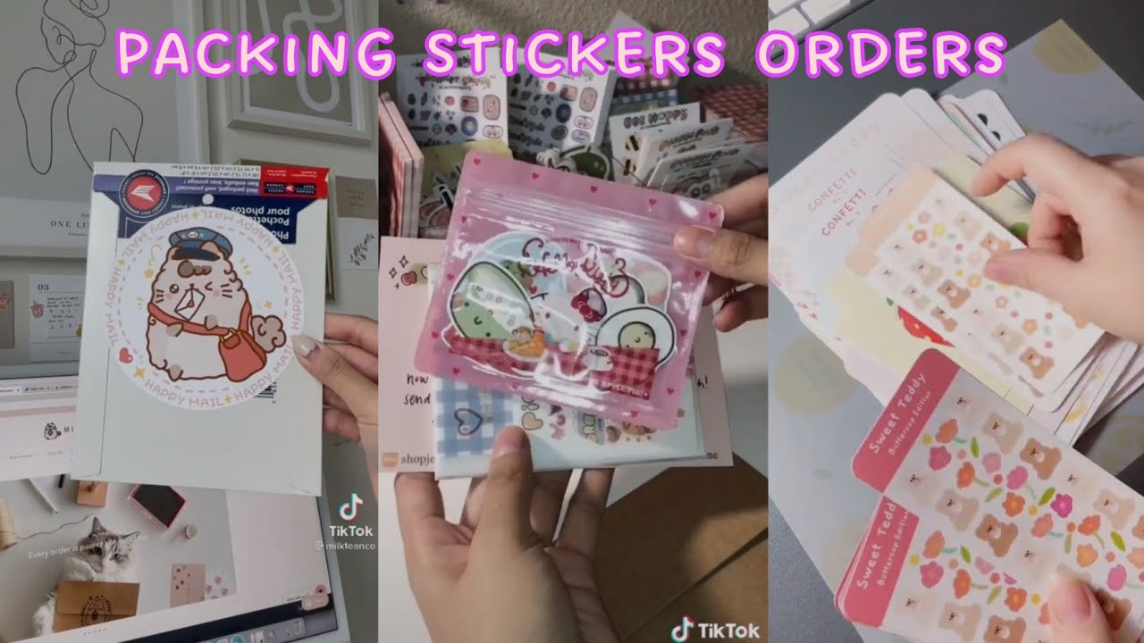 🐰 ASMR Packing Stickers Orders Tik Tok Compilation 🐰