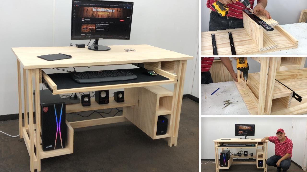 Escritorio de Madera para PC Muy Bonito y Fácil de hacer - Tutorial de Carpintería