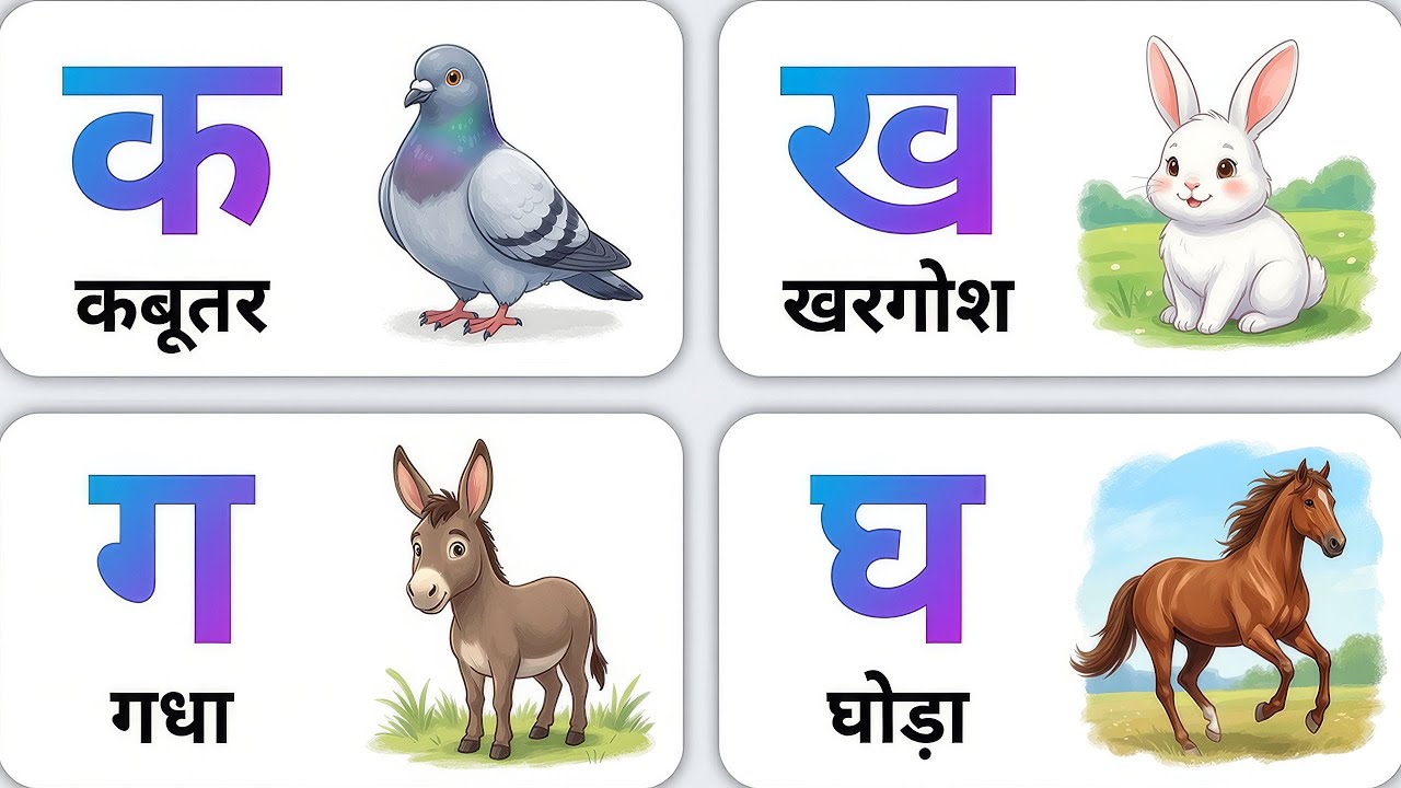 हिन्दी वर्णमाला | Hindi Varnmala for kids | क से कबूतर with Poem | अ से अनार | ABC Kudos Tv