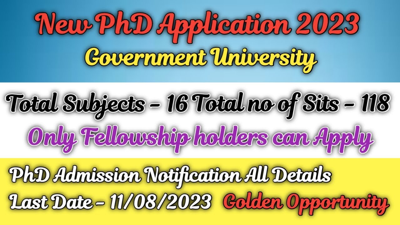New phd admission 2023 // ongoing phd admission 2023 // Government University // New PhD Application
