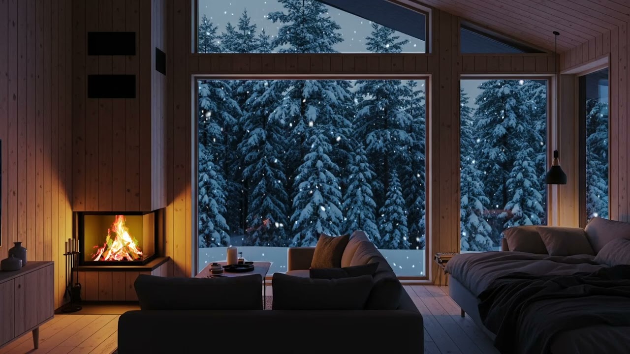 Midnight Fire Piano Room | Cozy Ambient Piano for Stress Relief & Calm Nights