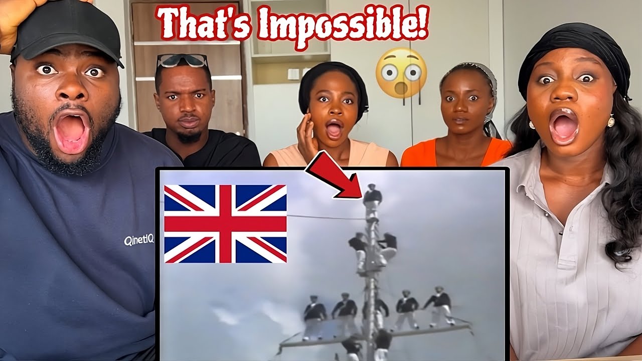 Americans React: Royal Navy HMS Daedalus Mast Manning Team | Awesome!