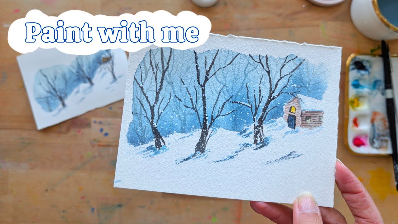 Create a BREATHTAKING Watercolor Winter Landscape in Minutes!