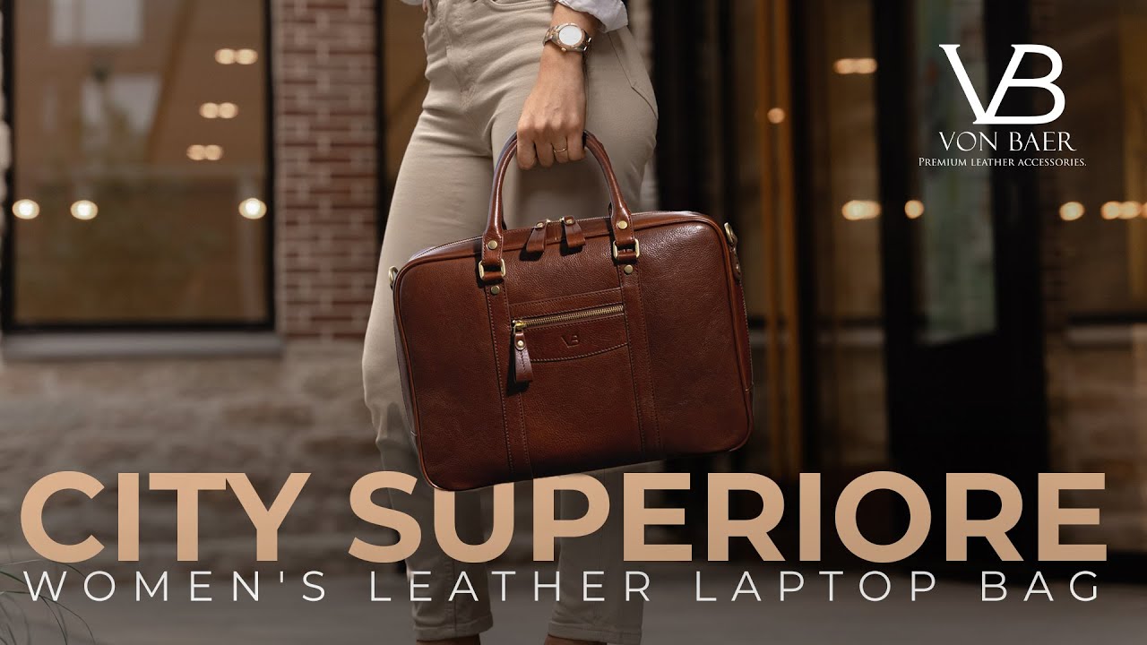 City &mdash; Women's Leather Laptop Bag / Work Bag by Von Baer Overview &mdash; 13