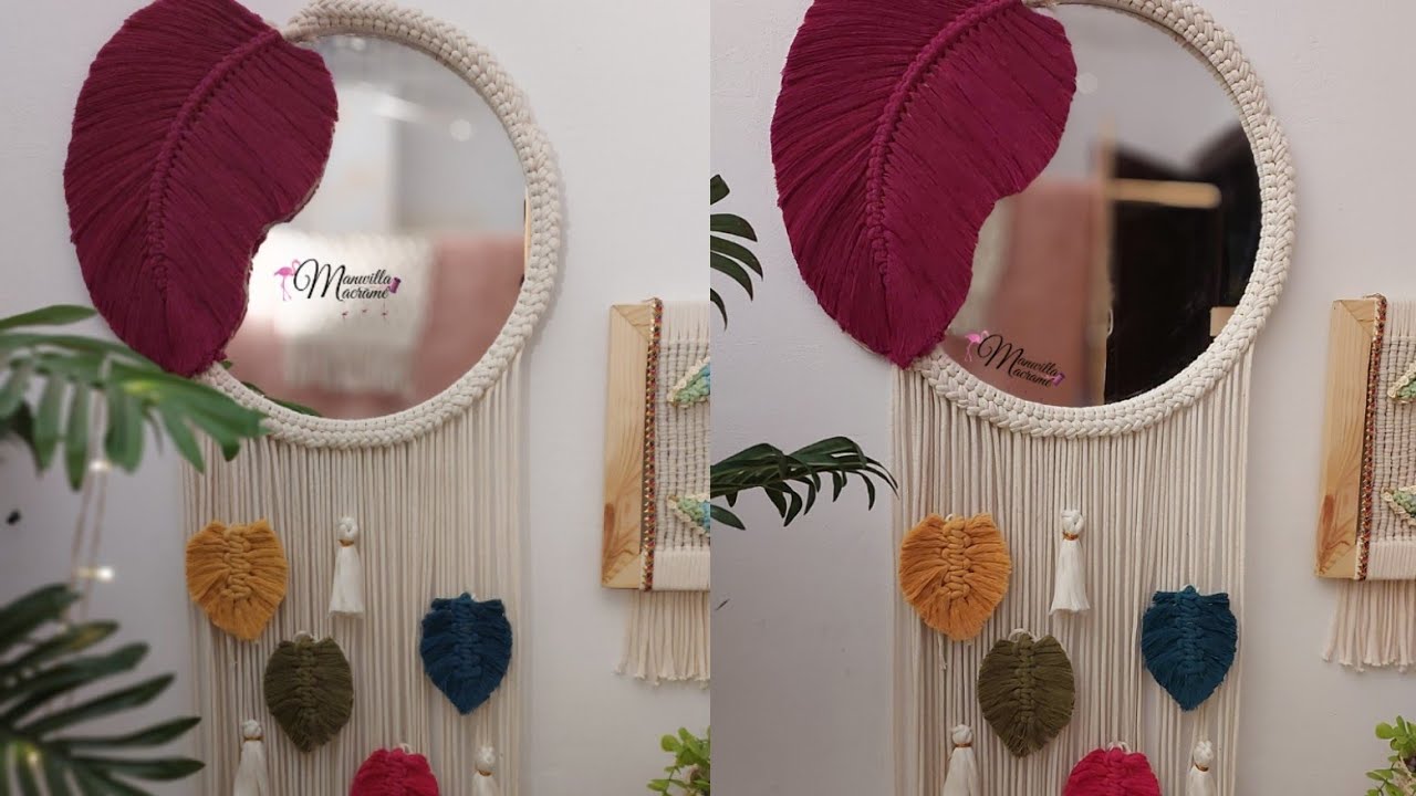 اسهل و اسرع مرايا مكرميه بريشه /اسرار الريشه /منال المواردي /Macrame Mirrors