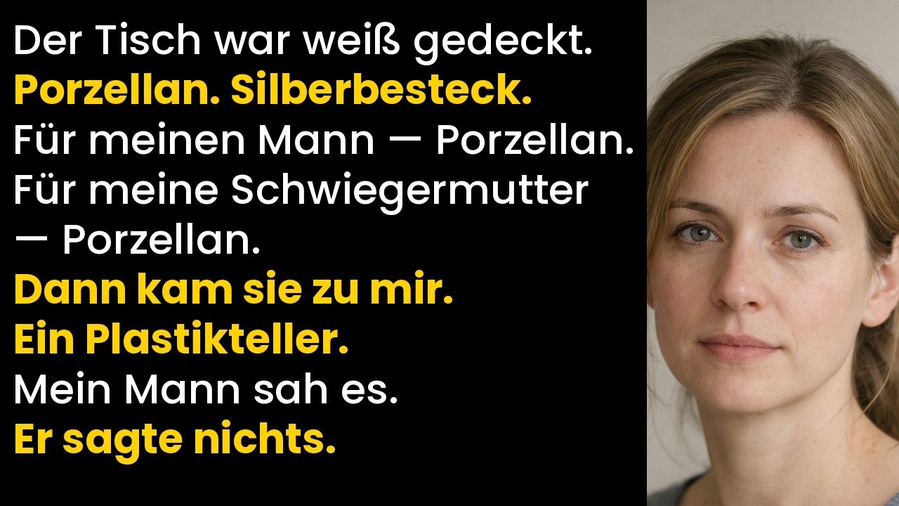 Meine reiche Schwiegermutter stellte mir einen Plastikteller hin – alle anderen aßen von Porzellan