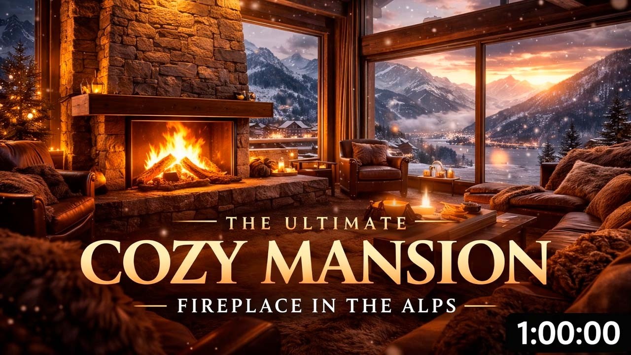 The Ultimate Cozy Mansion: Fireplace in the Alps  /  Winter Luxury: Modern Swiss Chalet & Blizzard