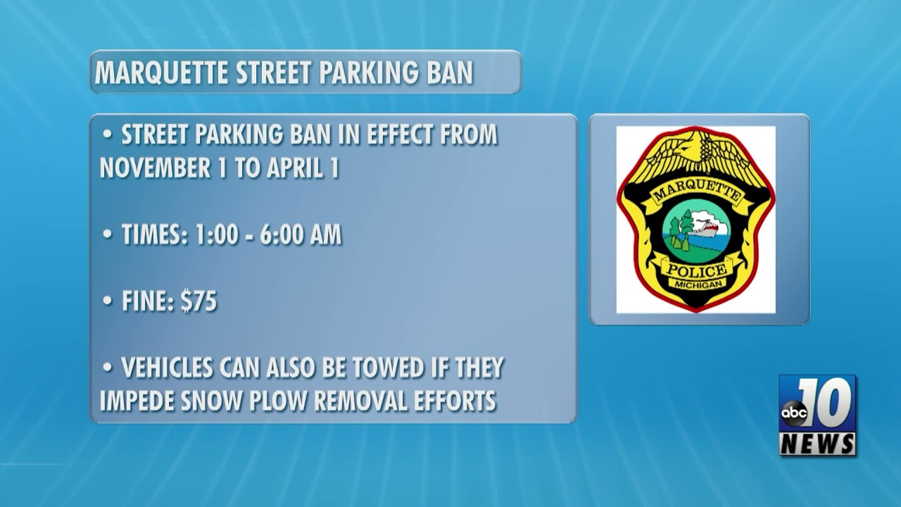 Marquette Police Department Announces Upcoming Street Parking Ban