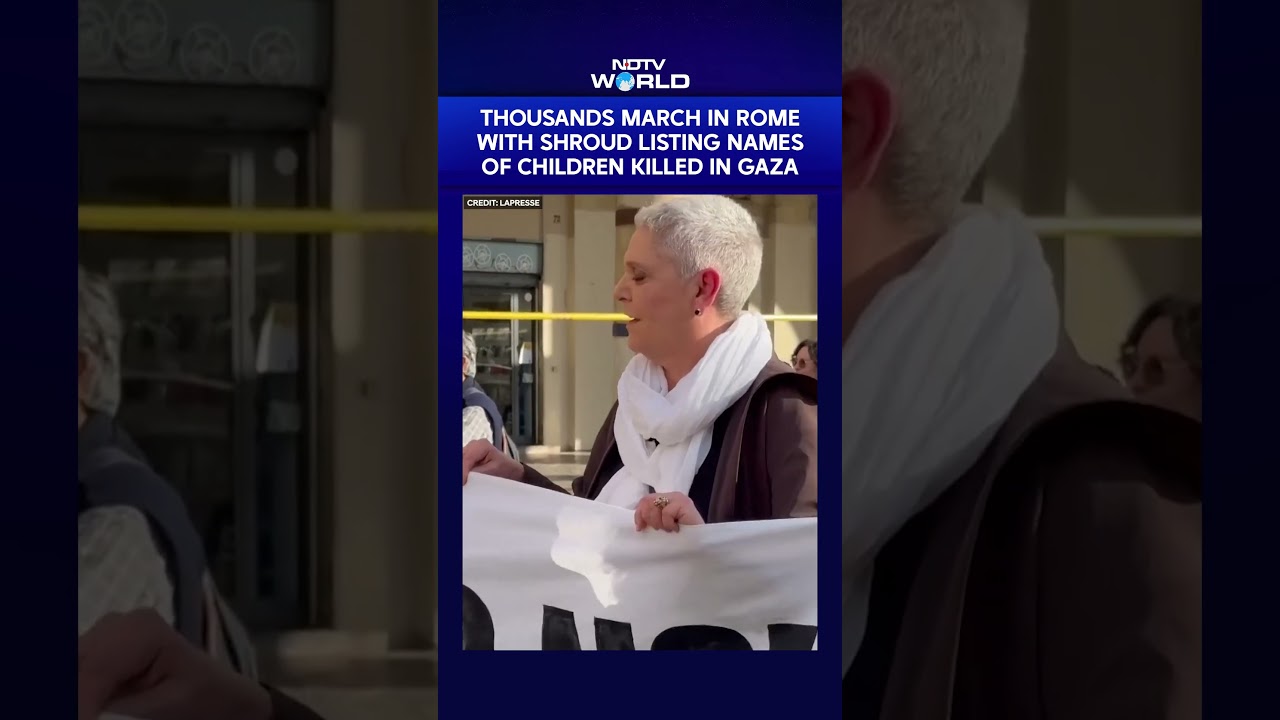 Israel Gaza War | Thousands March In Rome With Shroud Listing Names Of Children Killed In Gaza