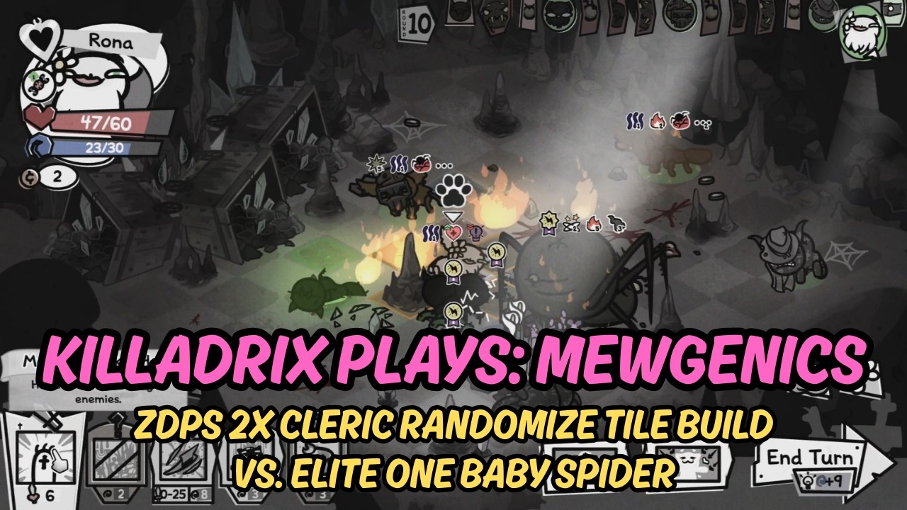 Mewgenics | ZDPS 2x Cleric Tile Change Comp (Played Poorly) vs. Elite One Baby Spider (Well Played)