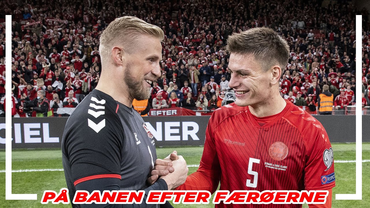 På banen efter sejr mod Færøerne: Schmeichel og holdet i hyldest til Høgh og fest i Parken 🇩🇰