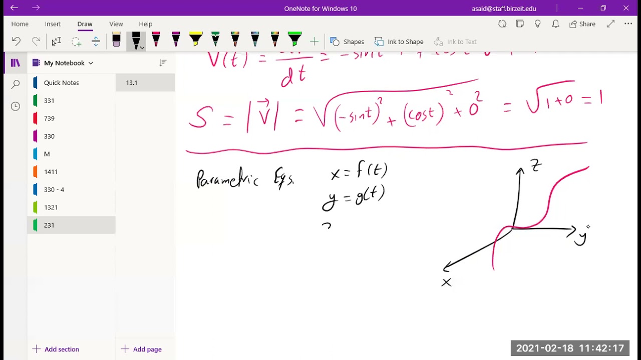 13.1  Part 2 Curves in Space and Their Tangents