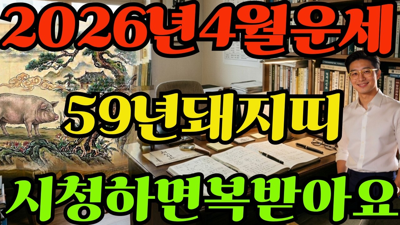 [59년돼지띠26년4월운세]시청하면복받아요!!1959년기해생돼지띠26년4월운세