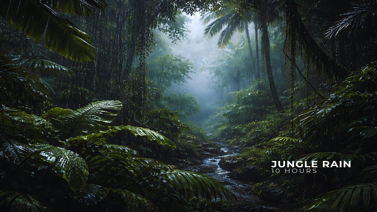 Heavy Jungle Rain 🌧 10 Hours | Tropical Rainforest Sounds for Deep Sleep