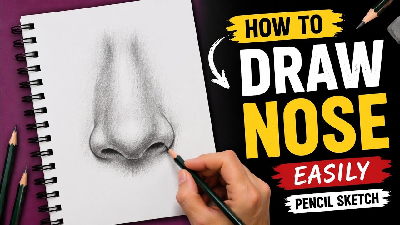 How to Draw Nose Easily | Pencil Sketch