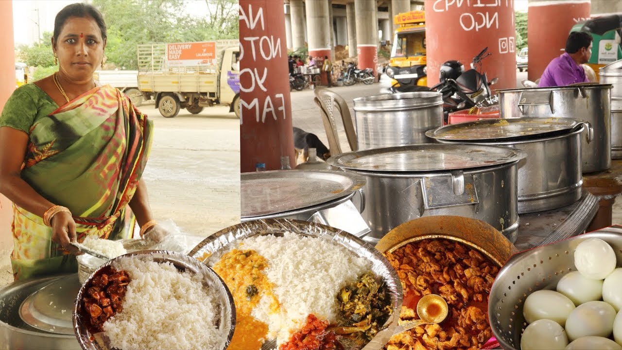 Hyderabad Street Food Items Review | Unlimited Roadside Veg And Non-Veg Meals | Telugu Addda