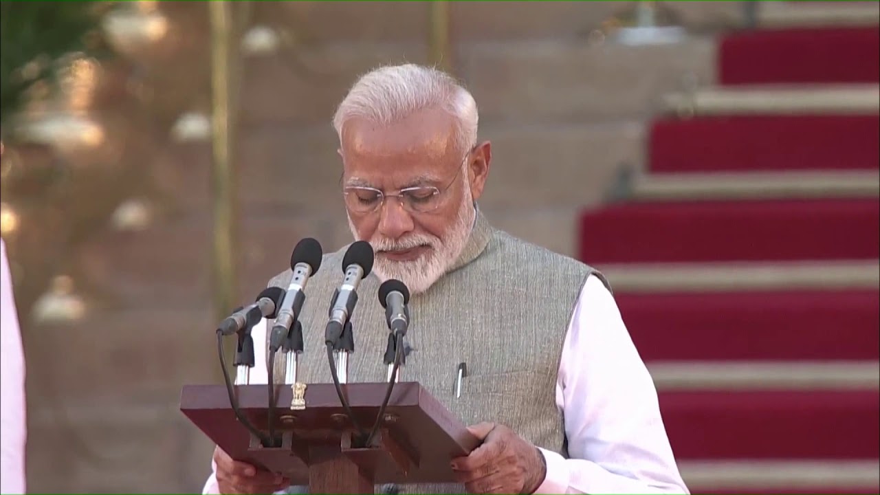 Prime Minister Narendra Modi takes the oath of office and secrecy at Rashtrapati Bhavan