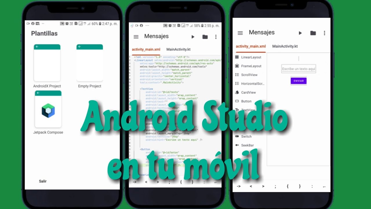 Android Studio para teléfonos | Crea tu primera app desde tu móvil.