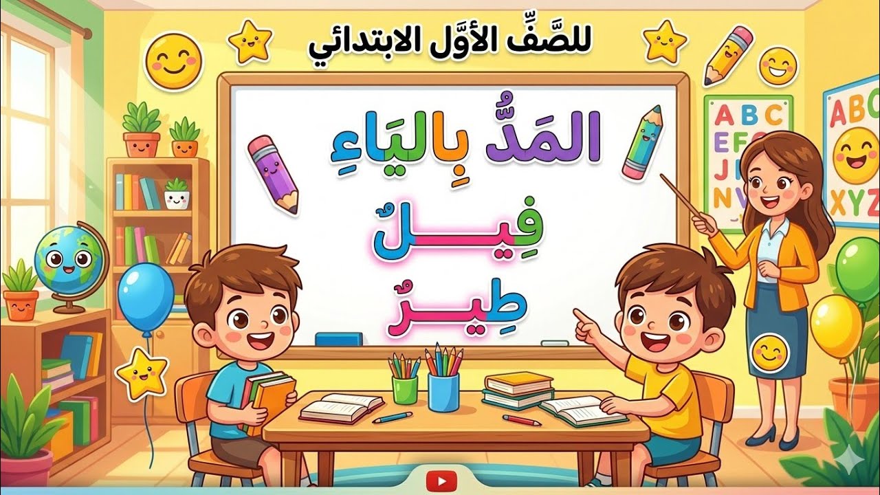 شرح (المد بالياء) للصف الأول الابتدائي بأسهل طريقة