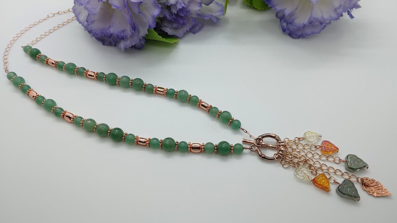 Bargain Bead Box Front Toggle Necklace with Leaf Dangles - October 2023 - Falling Leaves Collection