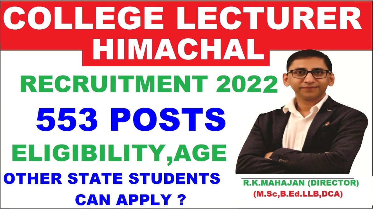 HPPSC Assistant Professor Recruitment 2022 : 553 Posts [HPPSC latest notification 2022]