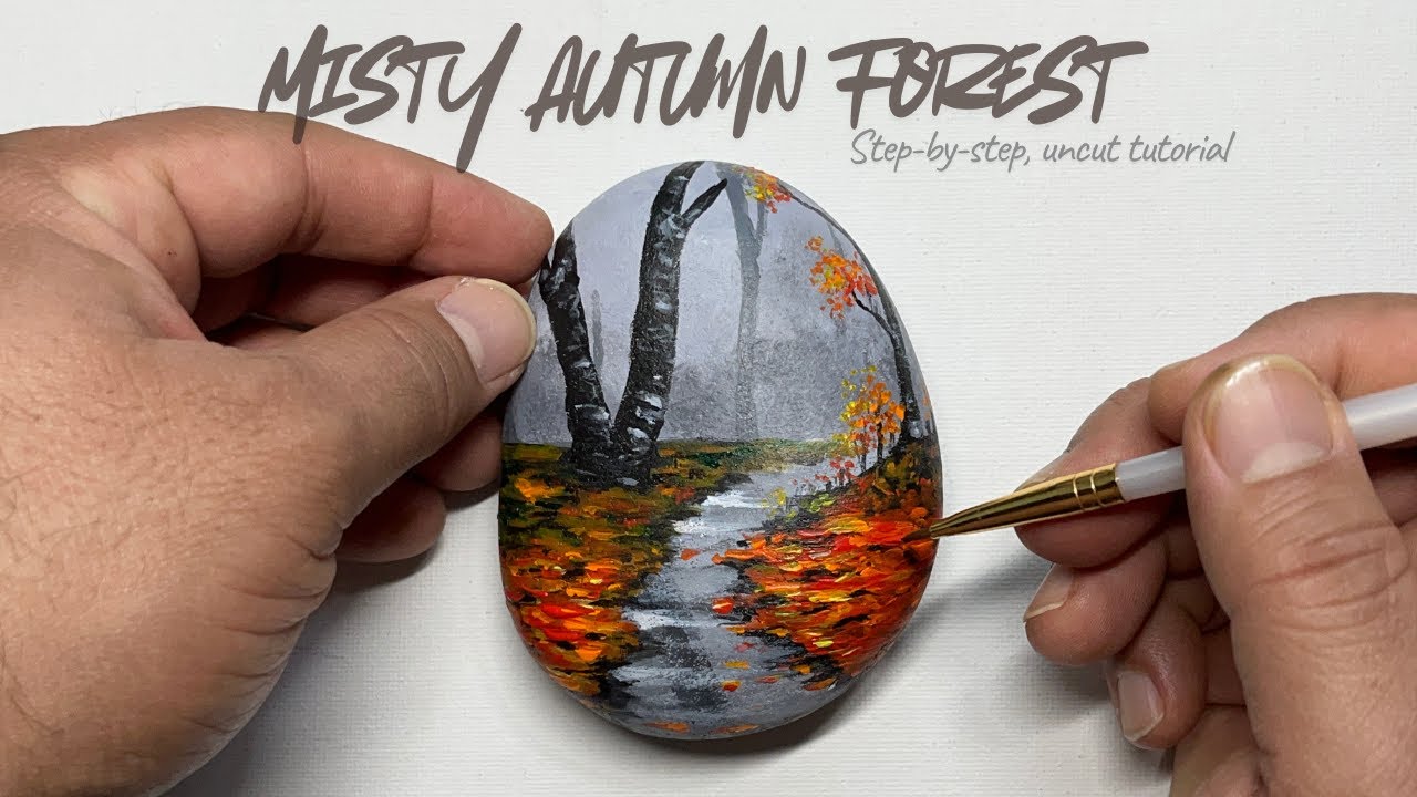 Beautiful Misty Autumn Forest on Rock | Beginner-Friendly Tutorial | Acrylic Painting