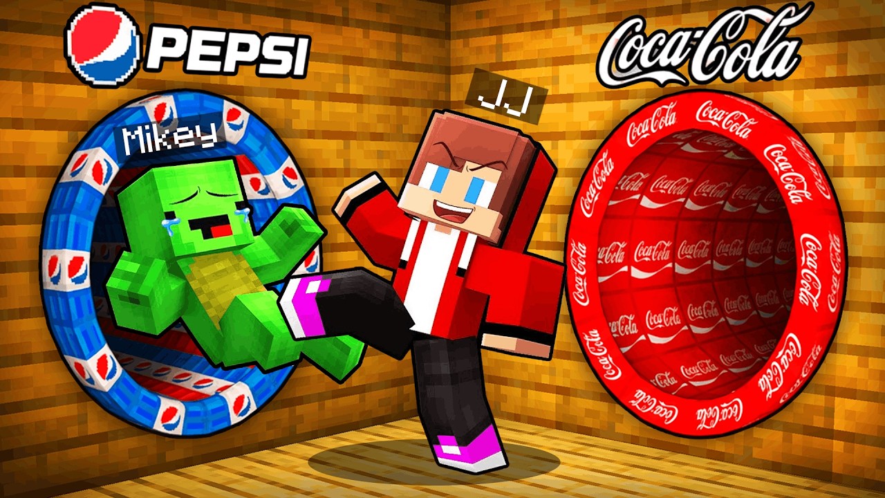 JJ and Mikey: Choose The Right Slide Coca-Cola VS Pepsi to Survive in Minecraft - Maizen