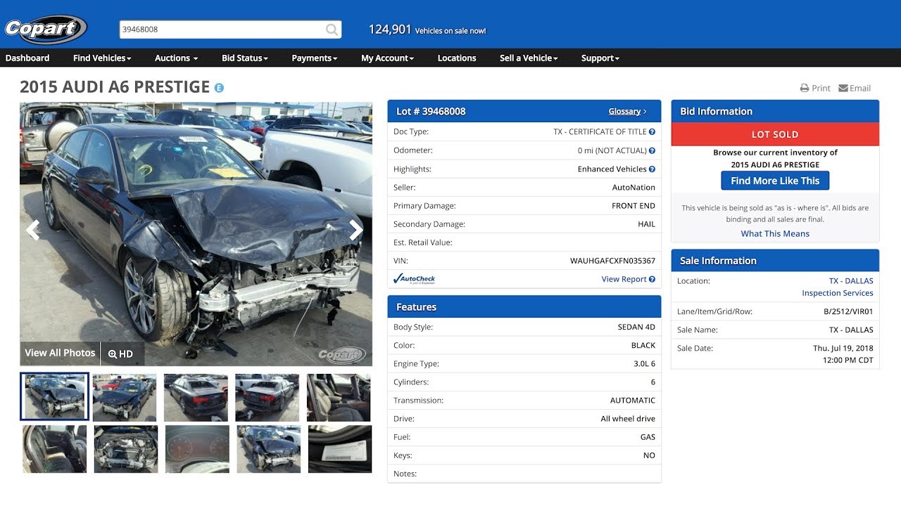 Less Than Auctionable Vehicles - Copart