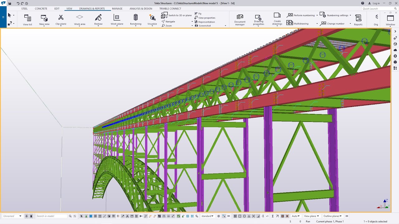How to Create a Footbridge on Supported on a Curved  Frame | Tekla Structures