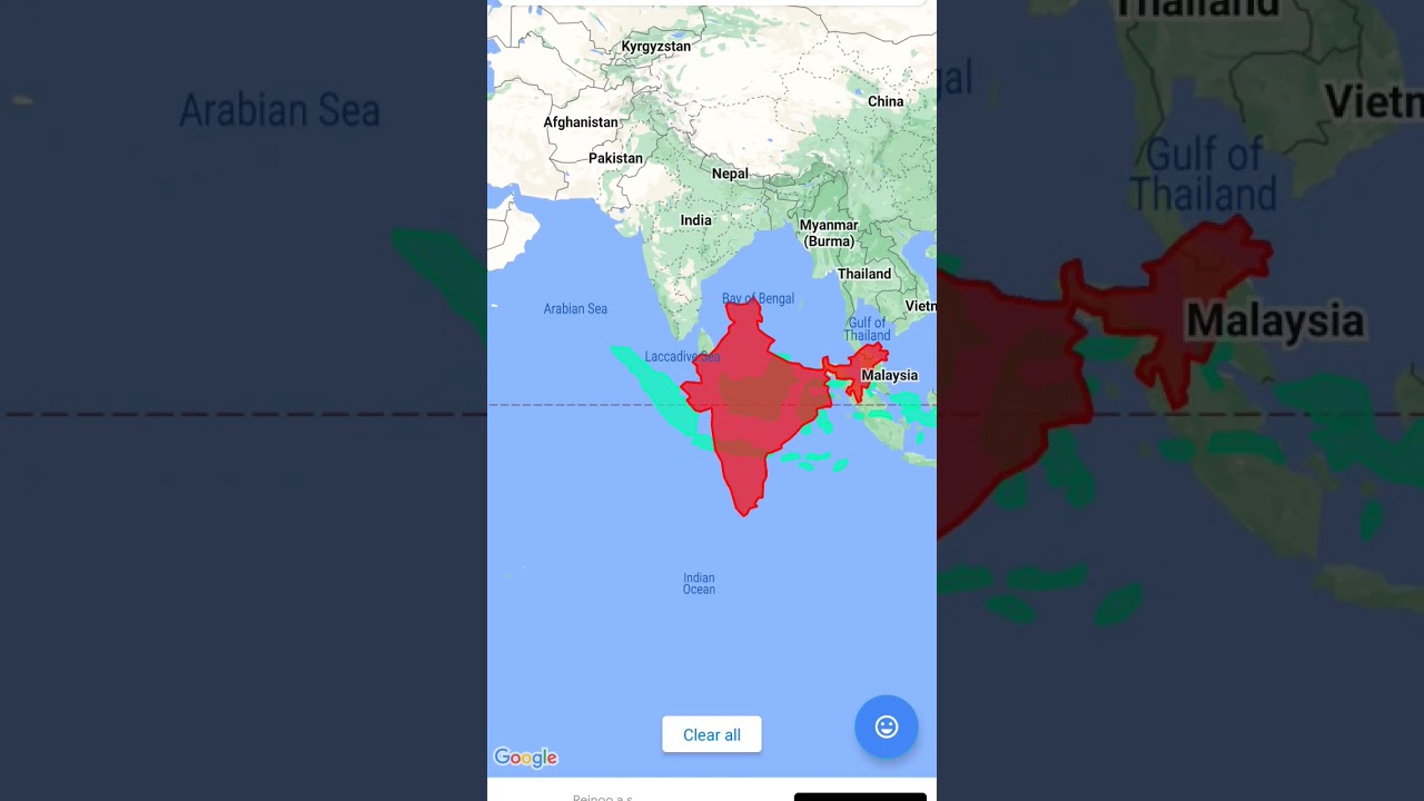 India vs Indonesia size comparison #india #indonesia #geography #maps #map #shorts #world #mapping