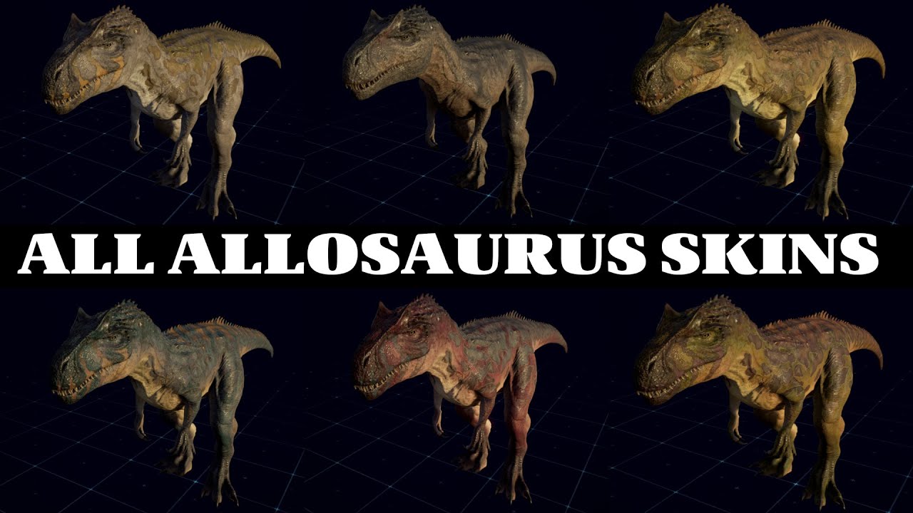 ALL ALLOSAURUS SKINS 2 | JURASSIC WORLD EVOLUTION 2