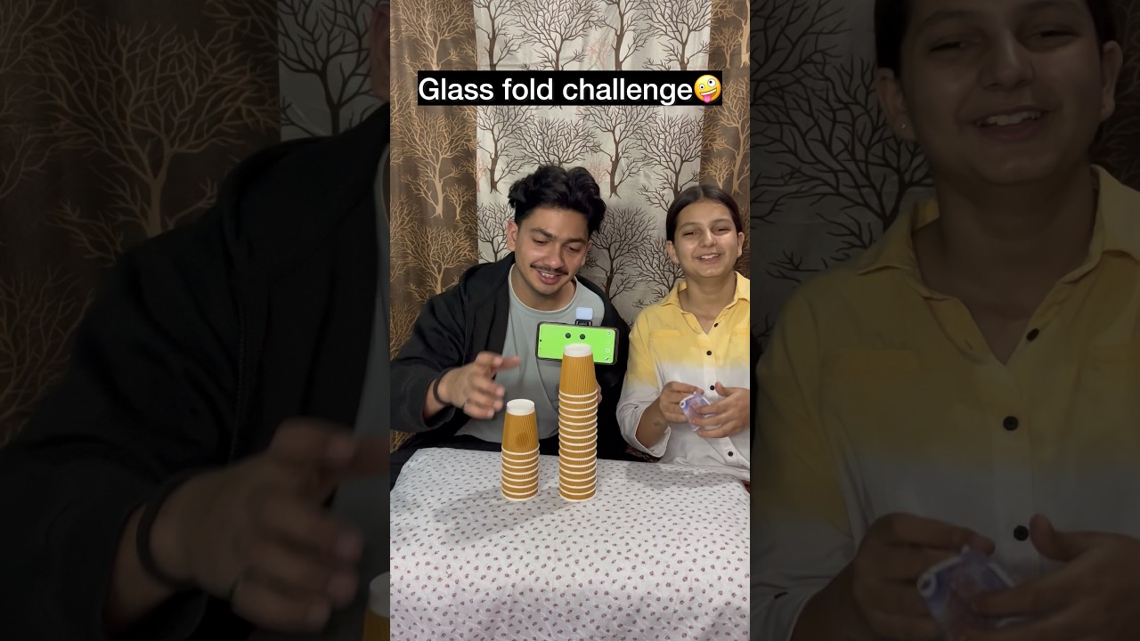 glass fold challenge😂🤪#challenge #siblings #funny #daily #content #comedy #fun #viral