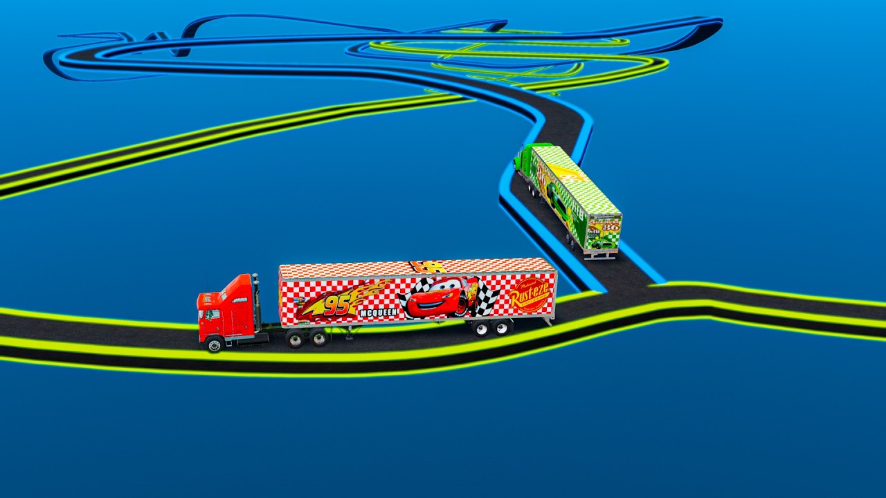 Mack Truck vs Chick Hicks Truck vs Impossible Wave Bridge BeamNG.Drive