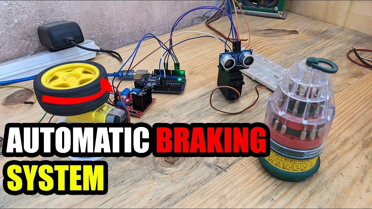 how to make an automatic braking system using an ultrasonic sensor and arduino uno.