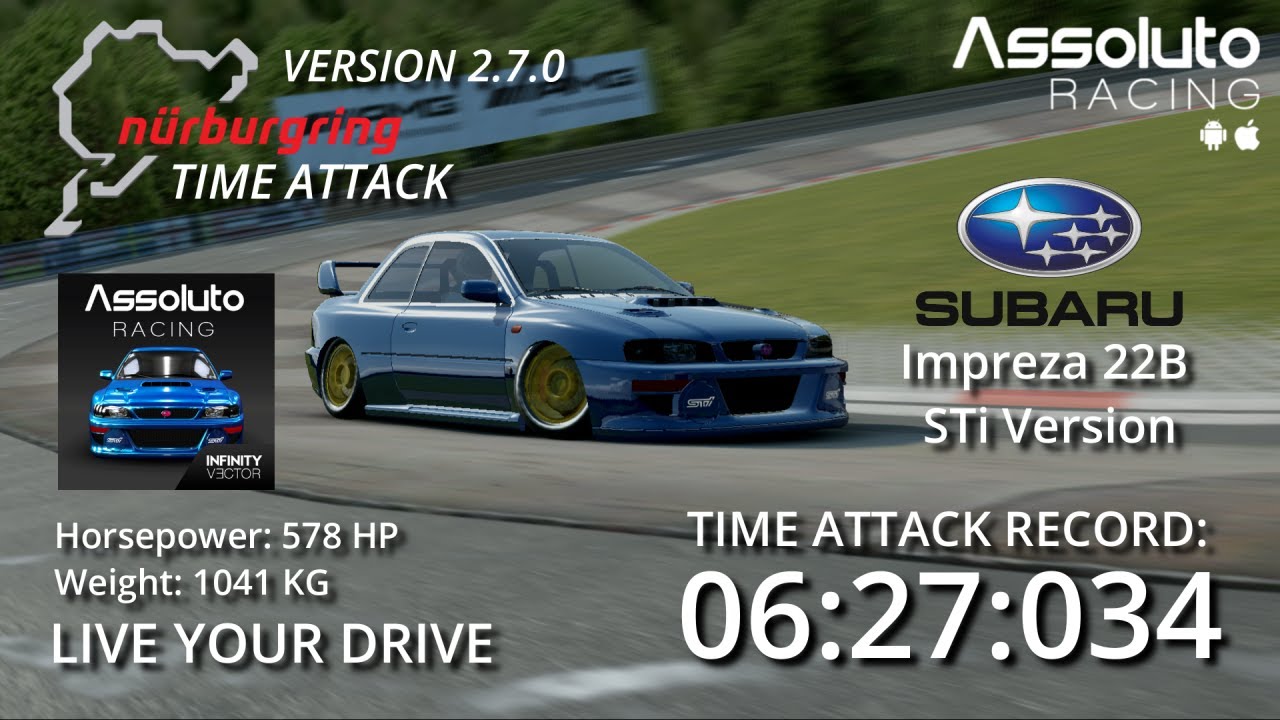 Assoluto Racing 2.7.0 | N&uuml;rburgring Time Attack [6:27:034] Subaru Impreza 22B STi Ver. (Gameplay)