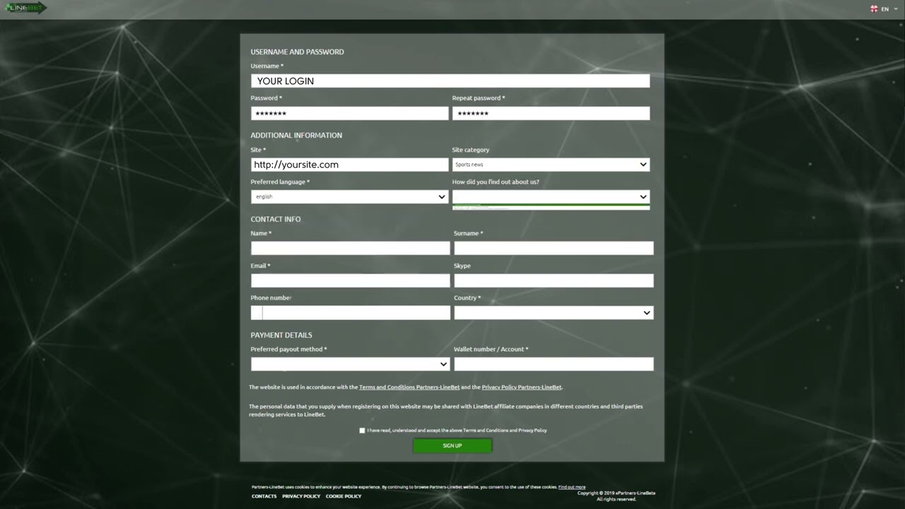 Registration guide from Linebet Partners