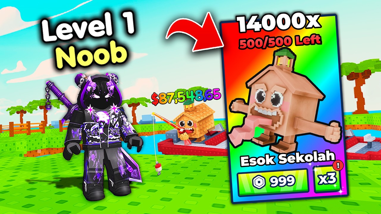 Начинаем заново как НОВИЧОК с секретным оружием в игре Hire Brainrots To Fish! (Roblox)
