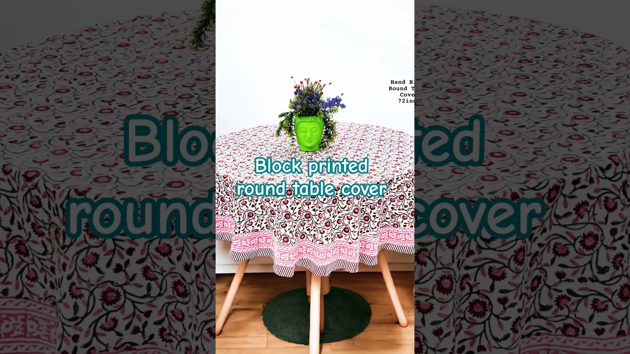 Block printed round table cover 