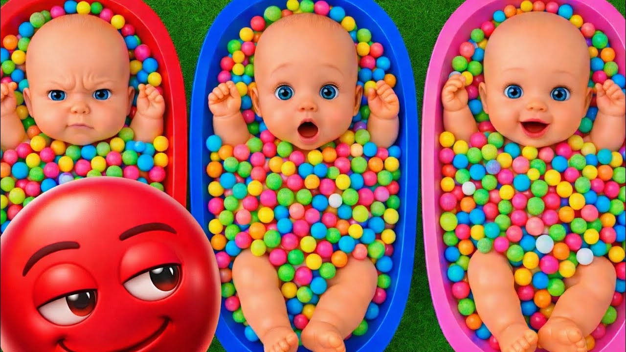 Full of 3 Rainbow Bathtubs with M&M’s & Magic Slime Cutting 
