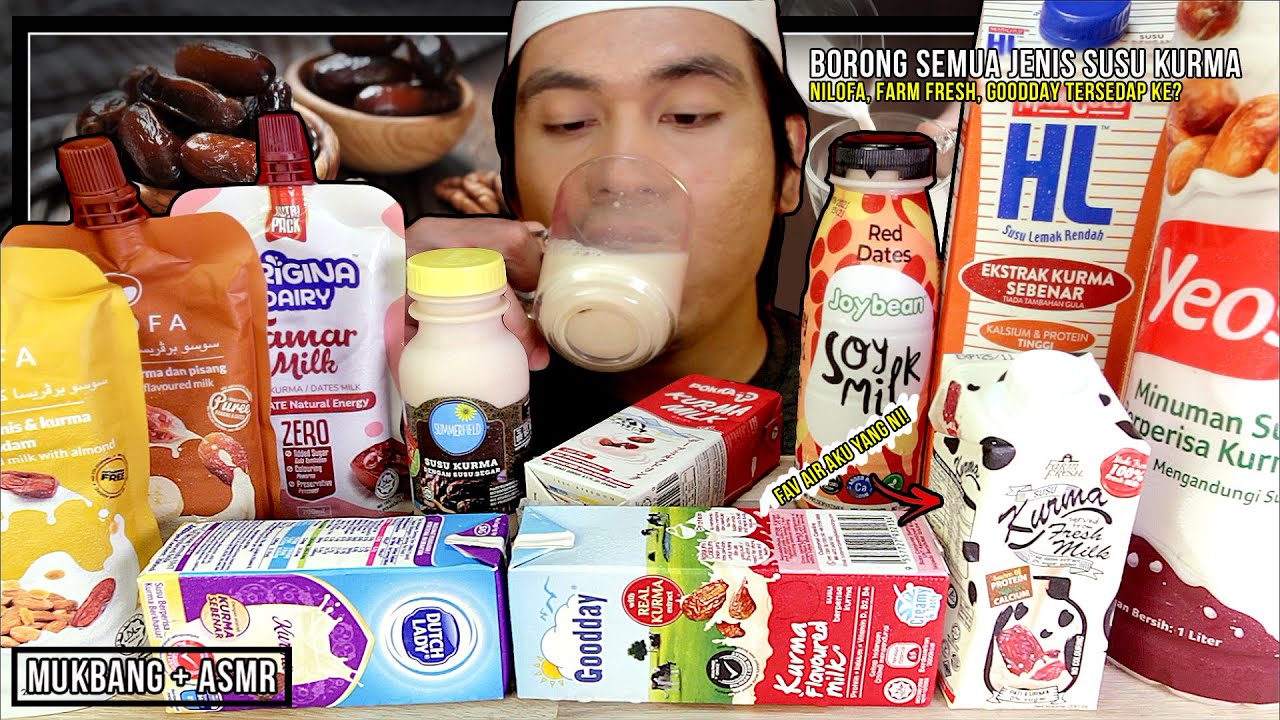 BELI SEMUA JENIS AIR SUSU KURMA | MUKBANG MALAYSIA (NILOFA, FARM FRESH)
